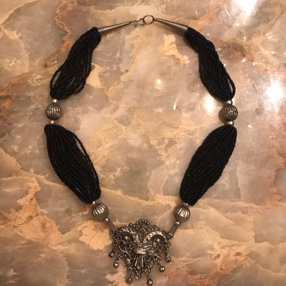 Beaded Silver Necklace